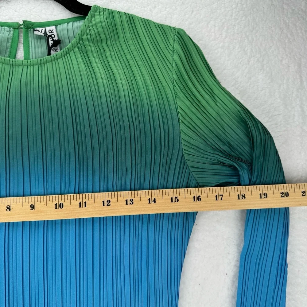 NWT Arthur Dress TDRS2201_27BGO Blue Green Long Sleeve Textured US 4 - Picture 4 of 15
